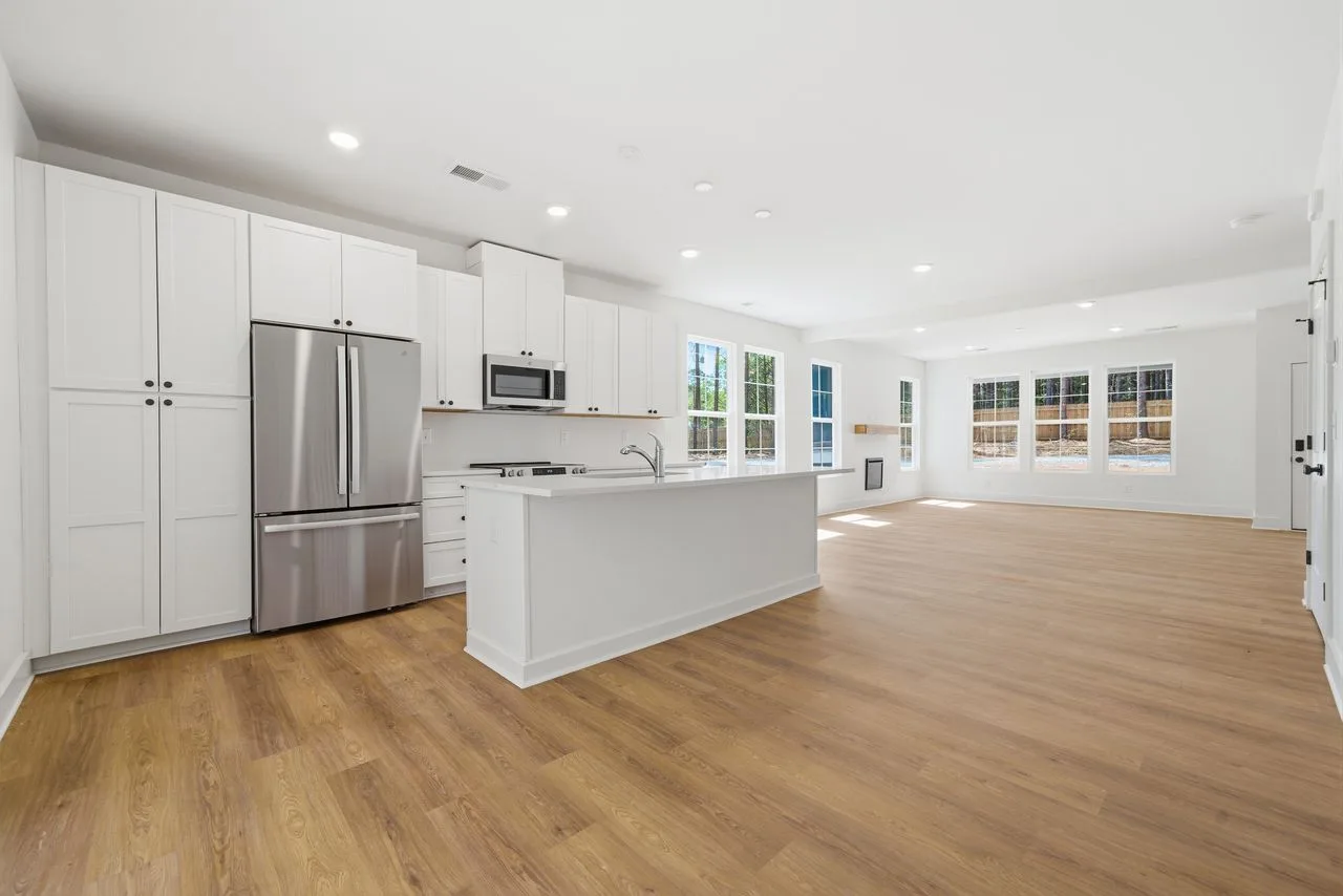 Kitchen island and custom shaker cabinetry — 1412 Quiver Way custom home, York SC