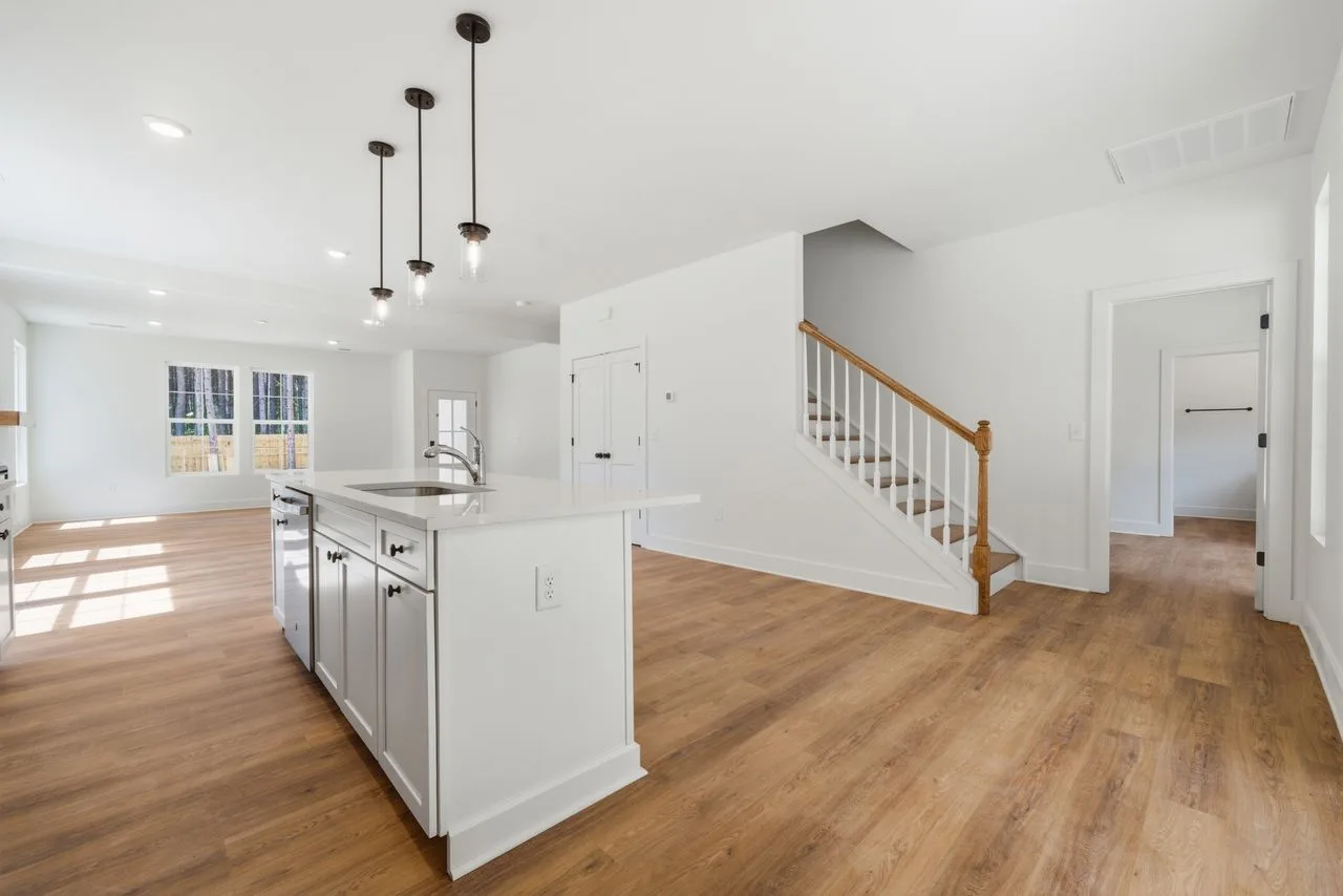 Main level kitchen and great room view — 1424 Quiver Way custom home, York SC