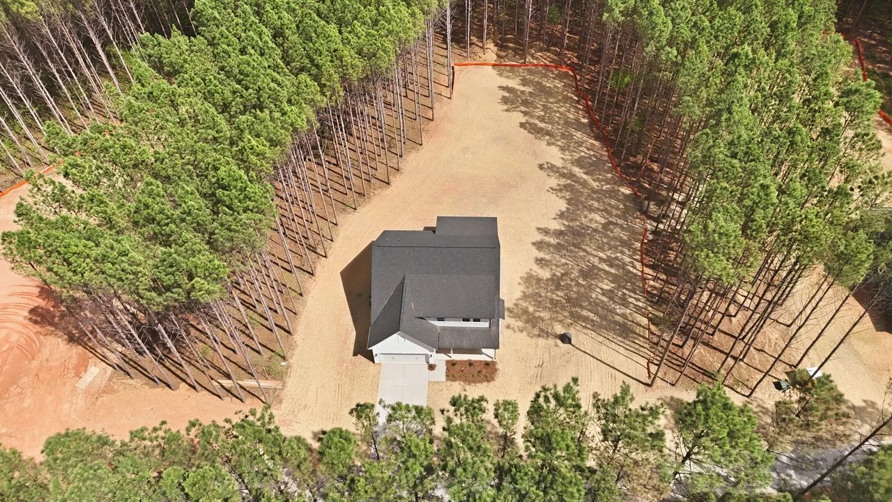 Aerial perspective showing lot and home placement at 1424 Quiver Way — York SC