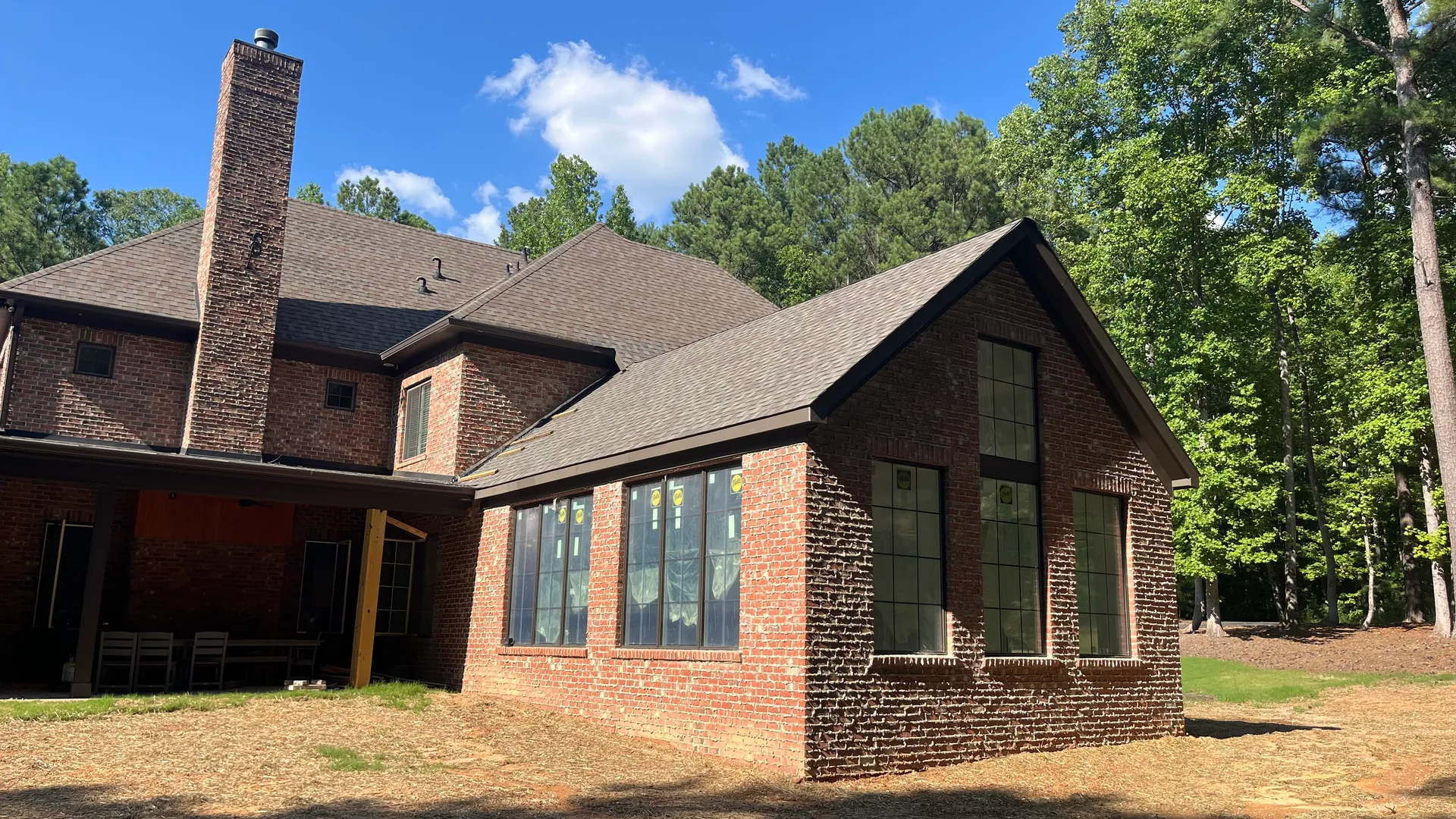 Rear view of 645 SF brick great room addition under construction — York County SC