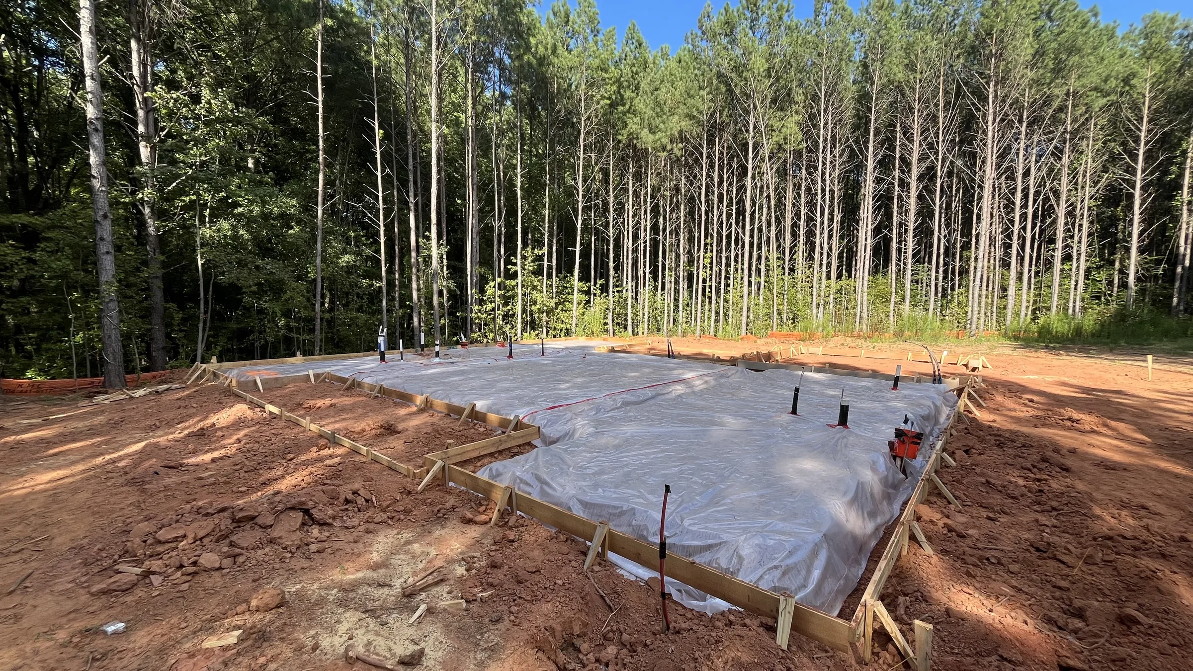 Prepared slab foundation at the Contemporary Ranch site in York County, SC