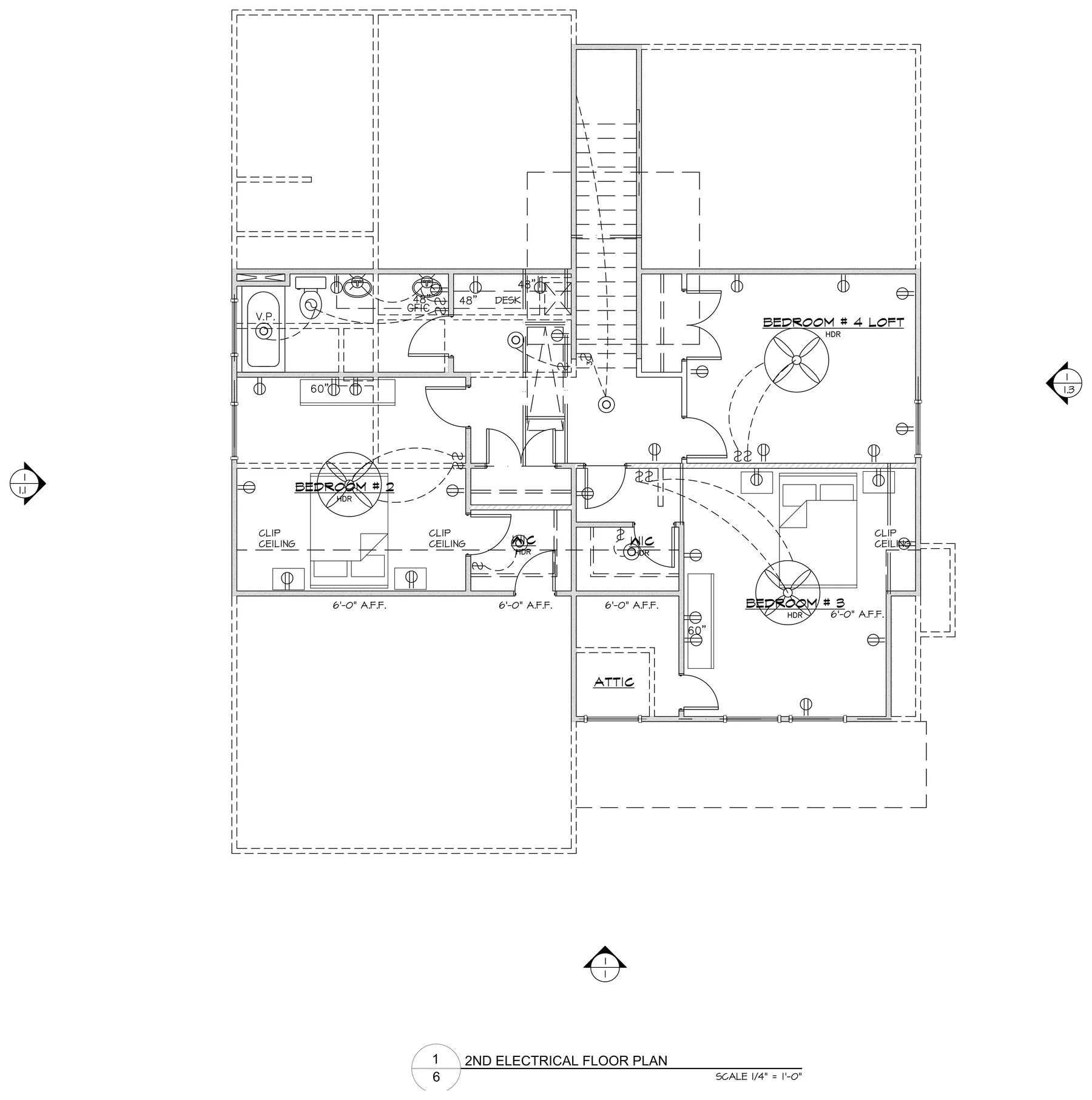 Second floor plan — three bedrooms, full bath, and loft